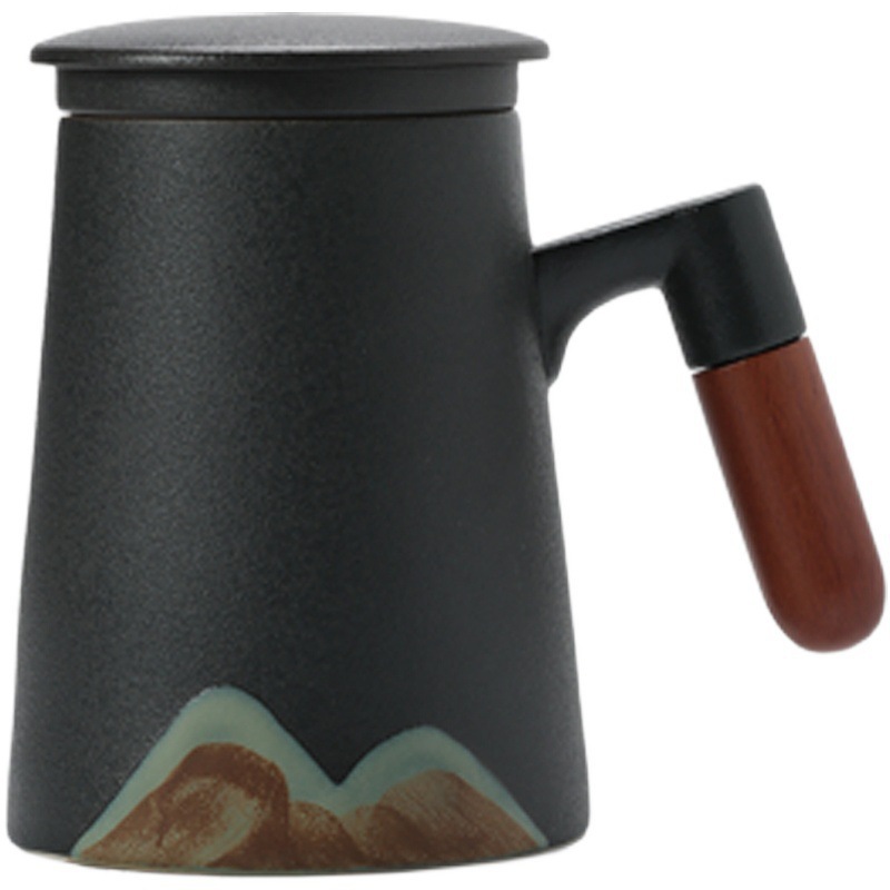 泡茶杯茶水分離過(guò)濾杯陶瓷印制logo辦公杯個(gè)人杯馬克杯